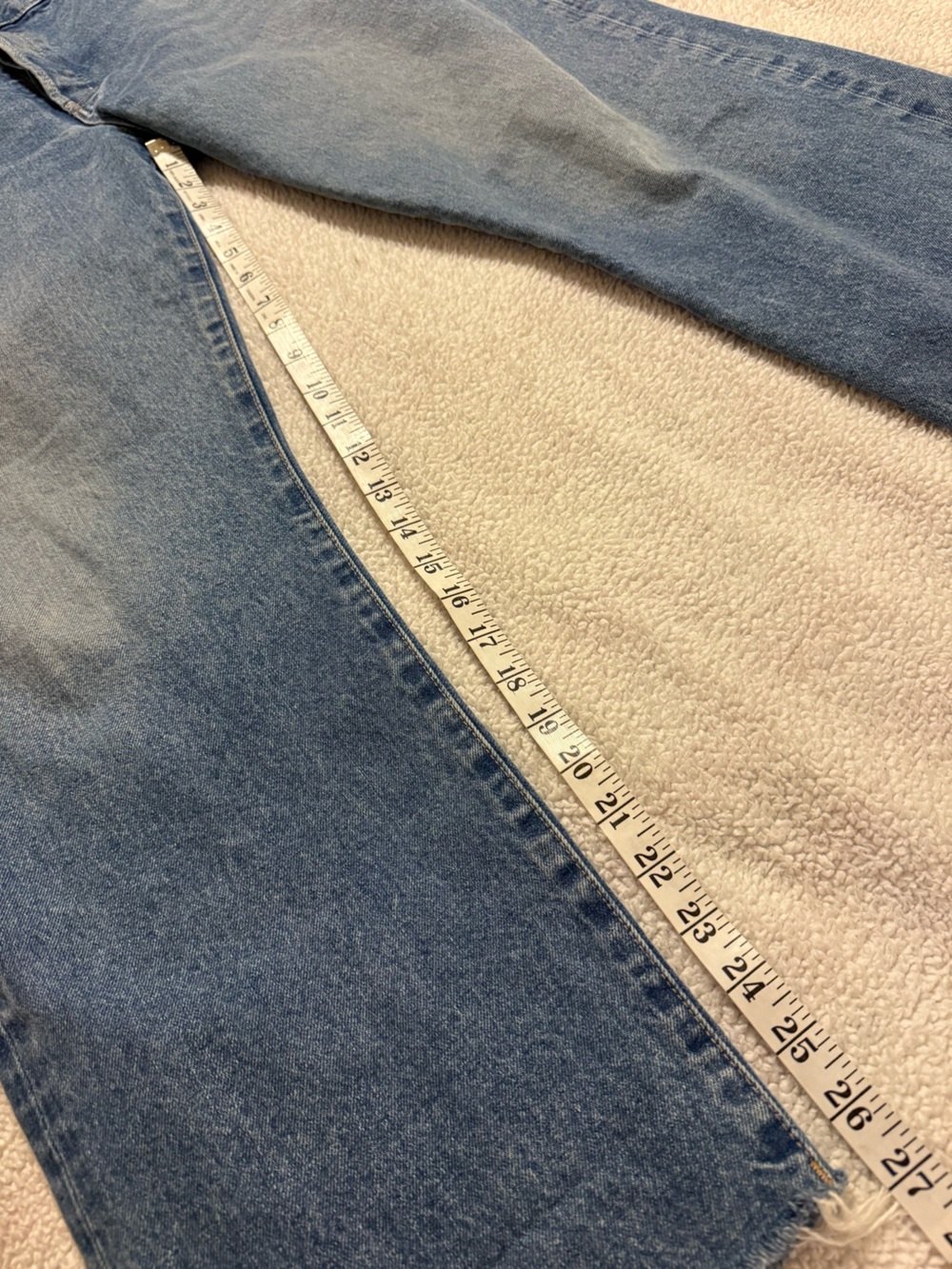 MOUSSY VINTAGE Straight Leg Jeans Raw Hem Denim Medium Blue Wash Distressed - Picture 9 of 13